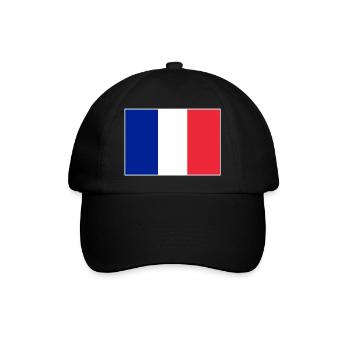 Frankreich Flagge - Baseballkappe - Schwarz/Schwarz - Vorne