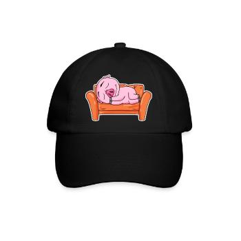 Schwein NIedlich ausschlafen Schlaf - Baseballkappe - Schwarz/Schwarz - Vorne