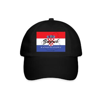 Zagreb - Hauptstadt mit GPS & Flagge - Baseballkappe - Schwarz/Schwarz - Vorne