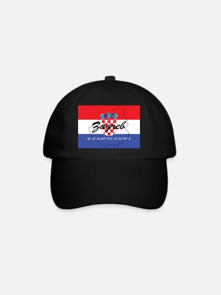 Zagreb - Hauptstadt mit GPS & Flagge - Baseballkappe - Schwarz/Schwarz