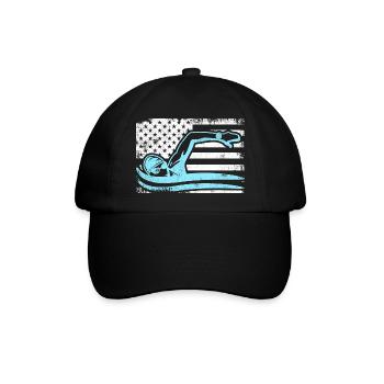 Patriotischer Schwimmer - Baseballkappe - Schwarz/Schwarz - Vorne