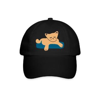 Schlafendes Baby Katze3 - Baseballkappe - Schwarz/Schwarz - Vorne