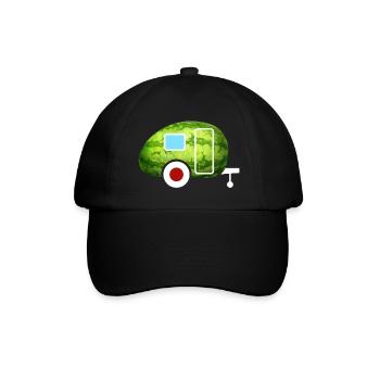 Melone Caravan Wohnwagen Retro Sommer Camping Fan - Baseballkappe - Schwarz/Schwarz - Vorne