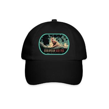 Illustration Europäischer Rotfuchs, Wilde Schönheit - Baseballkappe - Schwarz/Schwarz - Vorne