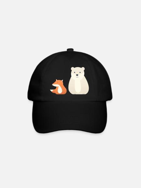 Niedliche Tiermotive für Kinder - Baseballkappe - Schwarz/Schwarz
