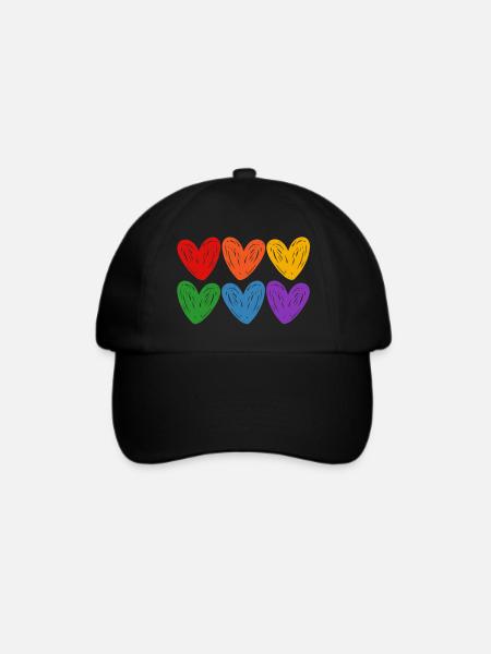 LGBTQIA-Regenbogenherzen - Baseballkappe - Schwarz/Schwarz