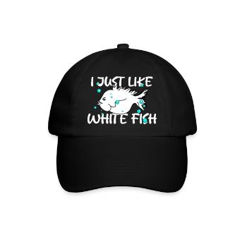 Weisser Fisch Zitat - Baseballkappe - Schwarz/Schwarz - Vorne