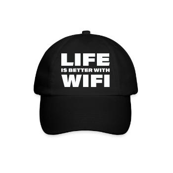 LIFE IS BETTER WITH WIFI - Baseballkappe - Schwarz/Schwarz - Vorne