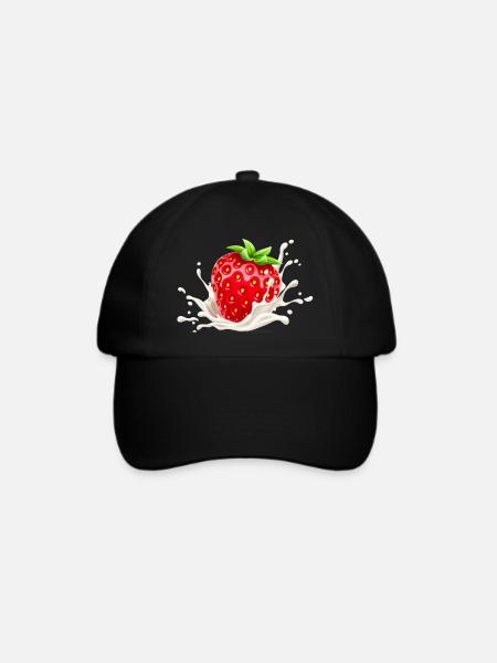 Erdbeere, Erdbeer-Verlangen, Erdbeere - Baseballkappe - Schwarz/Schwarz