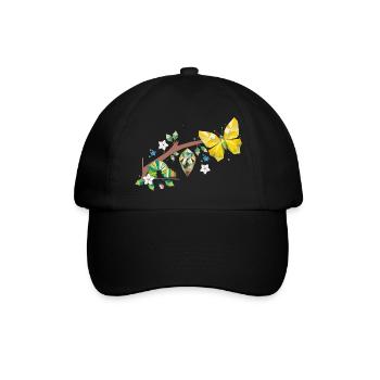 Von der Raupe zum Schmetterling - Lebenszyklus - Baseballkappe - Schwarz/Schwarz - Vorne