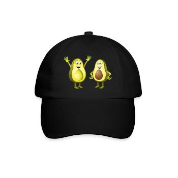 Bild von zwei fröhlichen Avocados - Baseballkappe - Schwarz/Schwarz - Vorne