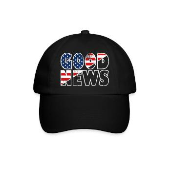 GOOD NEWS Stars and Stripes Bibelvers Evangelium - Baseballkappe - Schwarz/Schwarz - Vorne