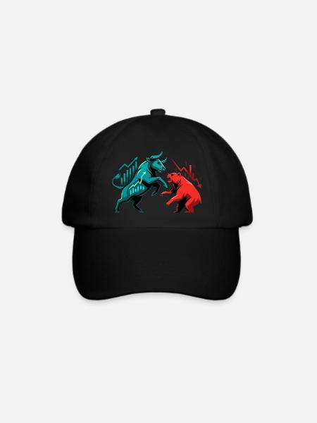 Bullen gegen Bären Börsenkampf Aktien Geschenk - Baseballkappe - Schwarz/Schwarz