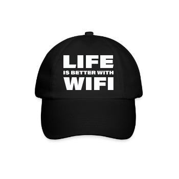 LIFE IS BETTER WITH WIFI - Baseballkappe - Schwarz/Schwarz - Vorne
