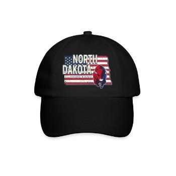North Dakota Vereinigte Staaten Vintage USA Design - Baseballkappe - Schwarz/Schwarz - Vorne