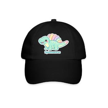 Pastell Spinosaurus Sticker - Baseballkappe - Schwarz/Schwarz - Vorne