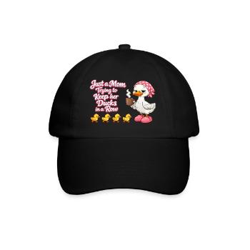 Mama versucht ihre Enten in Reihe zu halten - Baseballkappe - Schwarz/Schwarz - Vorne