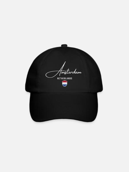 Amsterdam Holland, elegantes Design Amsterdam - Baseballkappe - Schwarz/Schwarz