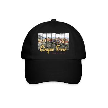 Cinque Terre Corniglia Riomaggiore Italien Vintage - Baseballkappe - Schwarz/Schwarz - Vorne