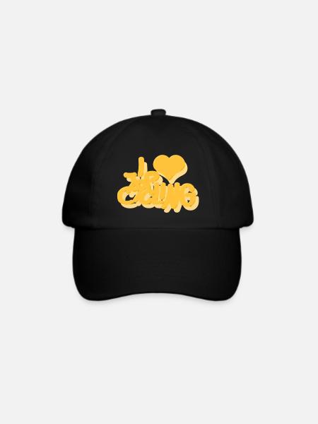 I_love_Cycling_gelb - Baseballkappe - Schwarz/Schwarz