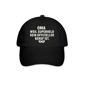 Oma: Weil Superheld kein offizieller Beruf ist - Baseballkappe - Schwarz/Schwarz - Vorne