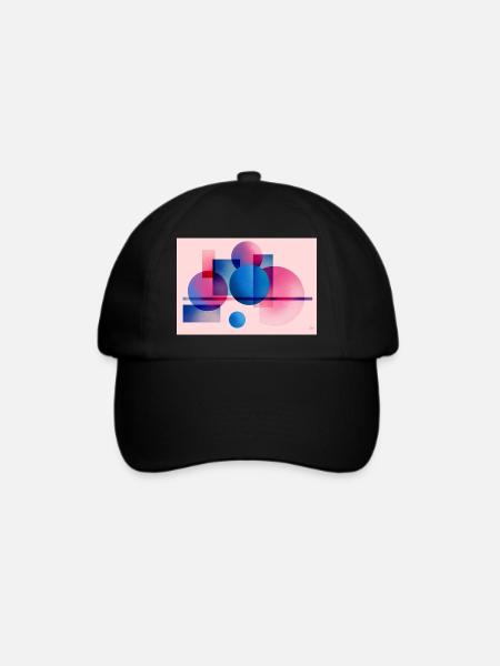 Abstrakte Blau-Pink-Geometrie - Baseballkappe - Schwarz/Schwarz