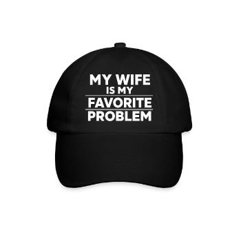 Meine Frau ist mein Lieblingsproblem, lustiger Ehemann - Baseballkappe - Schwarz/Schwarz - Vorne