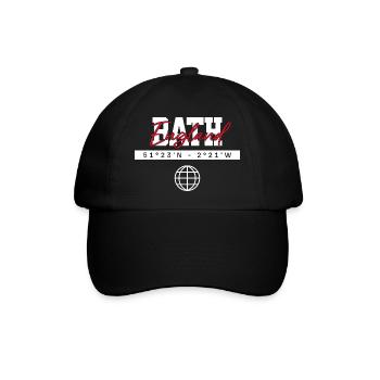 Bath England Koordinaten Reise Souvenir - Baseballkappe - Schwarz/Schwarz - Vorne