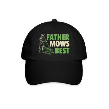 Father Mows Best – Rasenmähen Vatertag - Baseballkappe - Schwarz/Schwarz - Vorne