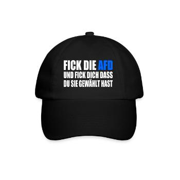 FCK AFD - Gegen Rechts - halte deine umwelt sauber - Baseballkappe - Schwarz/Schwarz - Vorne