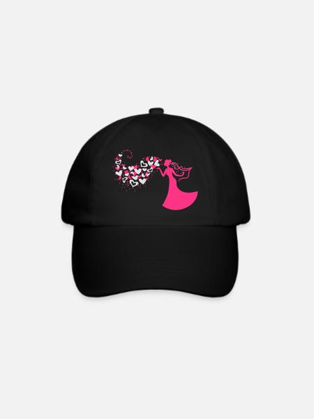 Braut mit Herzwolke - Baseballkappe - Schwarz/Schwarz