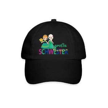 große Schwester Mädchen Blumenstrauß - Baseballkappe - Schwarz/Schwarz - Vorne