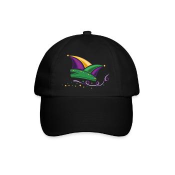 Narrenkappe Mardi Gras New Orleans Karneval - Baseballkappe - Schwarz/Schwarz - Vorne
