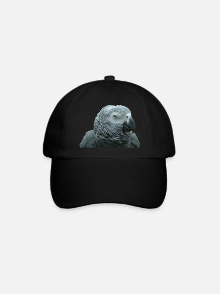 Graupapagei Porträt - Baseballkappe - Schwarz/Schwarz
