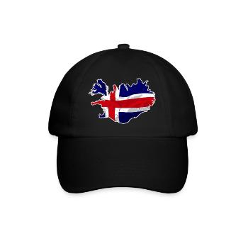 Iceland Flag Map - Baseballkappe - Schwarz/Schwarz - Vorne