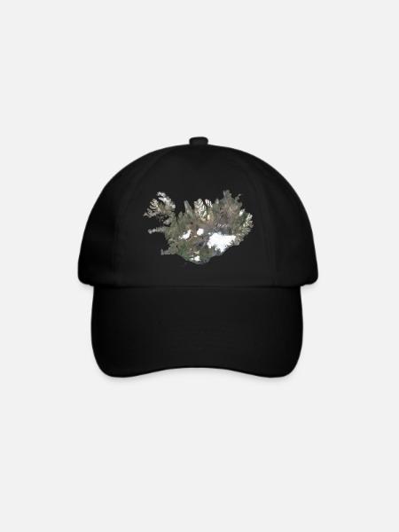 Island Karte Low Poly Stil - Baseballkappe - Schwarz/Schwarz
