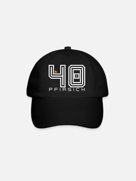 Pfirsich 40 Shirt Lustiger Geburtstag Spruch - Baseballkappe - Schwarz/Schwarz
