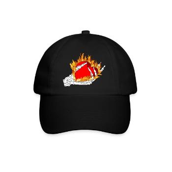 Kochenhand hält ein Herz in Flammen - Baseballkappe - Schwarz/Schwarz - Vorne