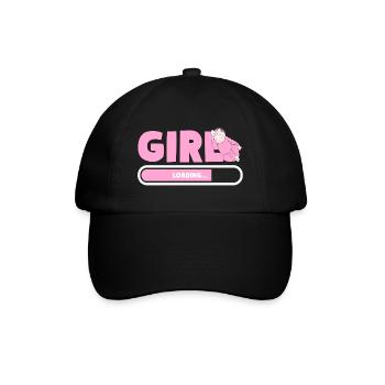 BABY GIRL LOADING Eltern Nachwuchs Schwangerschaft - Baseballkappe - Schwarz/Schwarz - Vorne