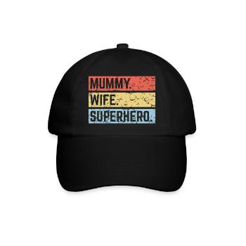 Mummy Wife Superhero (Super Mum Supermummy PNG) - Baseballkappe - Schwarz/Schwarz - Vorne