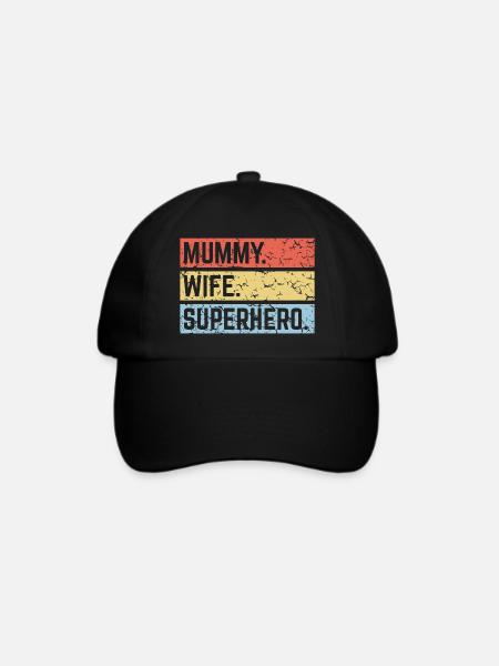 Mummy Wife Superhero (Super Mum Supermummy PNG) - Baseballkappe - Schwarz/Schwarz