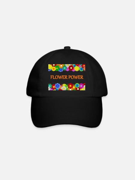 Flower Power - Baseballkappe - Schwarz/Schwarz