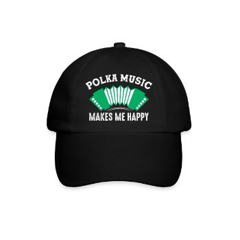 Polka Music Makes Me Happy Accordion Music - Baseballkappe - Schwarz/Schwarz - Vorne