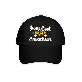 Jung Cool und schon fast Erwachen Jugendweihe - Baseballkappe - Schwarz/Schwarz - Vorne