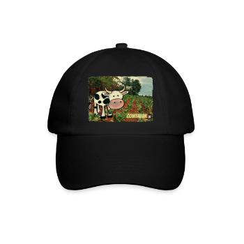 Cowtabak vs Kautabak - kauende Kuh auf einem Feld. - Baseballkappe - Schwarz/Schwarz - Vorne