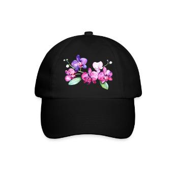 Wunderschöne Tropen Orchideen tropische Blumen - Baseballkappe - Schwarz/Schwarz - Vorne