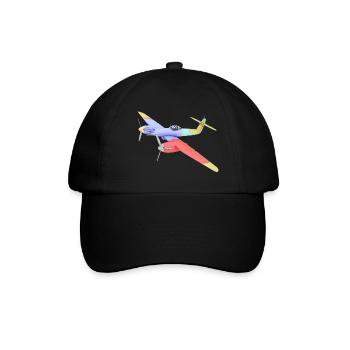 Britisches Jagdflugzeug WW2 - Baseballkappe - Schwarz/Schwarz - Vorne