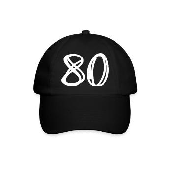 80 JAHRE. 80-JÄHRIGES JUBILÄUM. GEBURTSTAG 80 JAHRE. 80 - Baseballkappe - Schwarz/Schwarz - Vorne