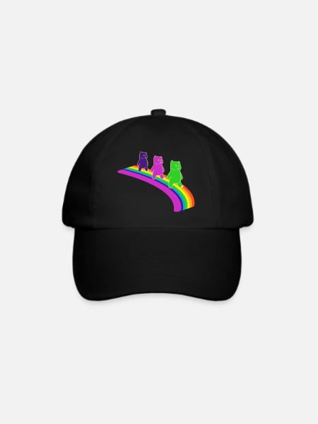 Gummibärchen Kidcore bunt Regenbogen Geschenk - Baseballkappe - Schwarz/Schwarz