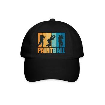 Paintball Paintballer Gotcha Vintage Geschenk - Baseballkappe - Schwarz/Schwarz - Vorne